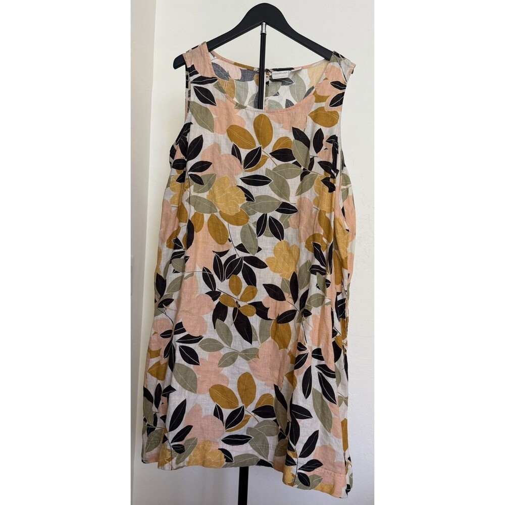 Rachel Zoe Women's Linen Floral Shift Dress Pockets 2X Plus XXL